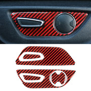 Adesivo decorativo con pulsante di regolazione del sedile in fibra di carbonio 5 in 1 per Ford Mustang, Seat Adjustment Button