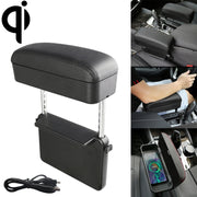 Caricatore standard Qi wireless universale per auto Tappetino per bracciolo avvolto in pelle PU con scatola per bracciolo per auto con scatola di immagazzinaggio, 1pc(Black), 1pc(Black Red), 1pc(Black White), 1pc(Grey), 1pc(Beige), 1pc(Brown)