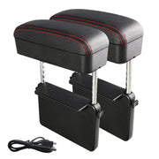 2 pezzi caricatore standard Qi wireless universale per auto cuscino per bracciolo avvolto in pelle PU tappetino per bracciolo per auto con scatola di immagazzinaggio, 2pcs(Black), 2pcs(Black Red), 2pcs(Black White), 2pcs(Grey), 2pcs(Beige), 2pcs(Brown)