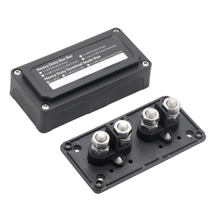 Max DC 48V 200A Modulo per carichi pesanti Design Bus Bar 4 M10 Terminal Stud Box Busbar per auto / camper / barca, 200A
