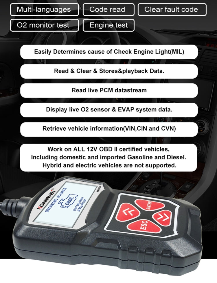 Lettore codice OBD2 KONNWEI KW309 scanner diagnostico