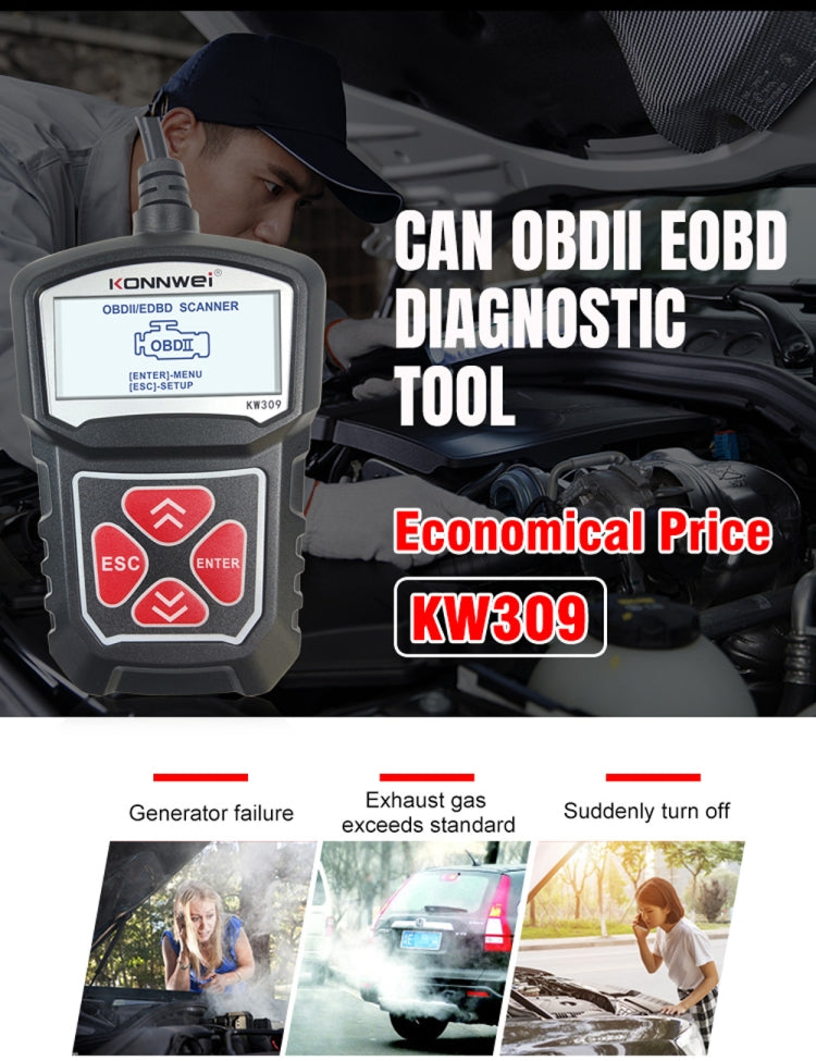 Lettore codice OBD2 KONNWEI KW309 scanner diagnostico