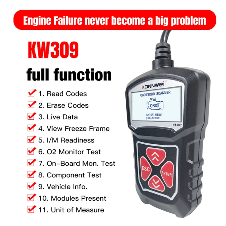 Lettore codice OBD2 KONNWEI KW309 scanner diagnostico