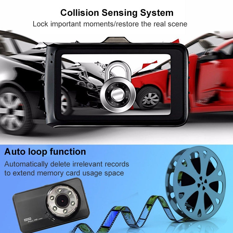 T638+ DVR per auto USB nascosto registratore di guida a doppia lente Monitor video per retromarcia HD, T638+