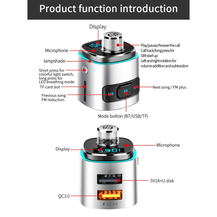 Lampada Bluetooth 5.0 multifunzione per auto BC42