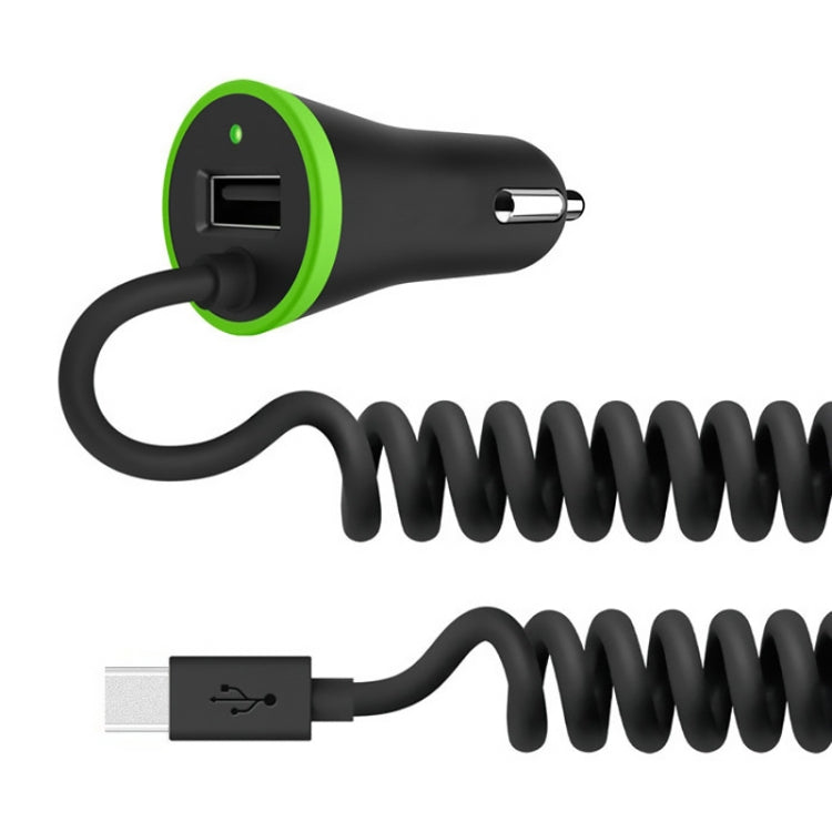 Caricabatteria da auto Mini USB da 17 W 3,4 A con cavo a molla USB-C/Type-C, USB-C / Type-C