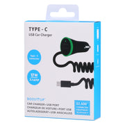 Caricabatteria da auto Mini USB da 17 W 3,4 A con cavo a molla USB-C/Type-C, USB-C / Type-C