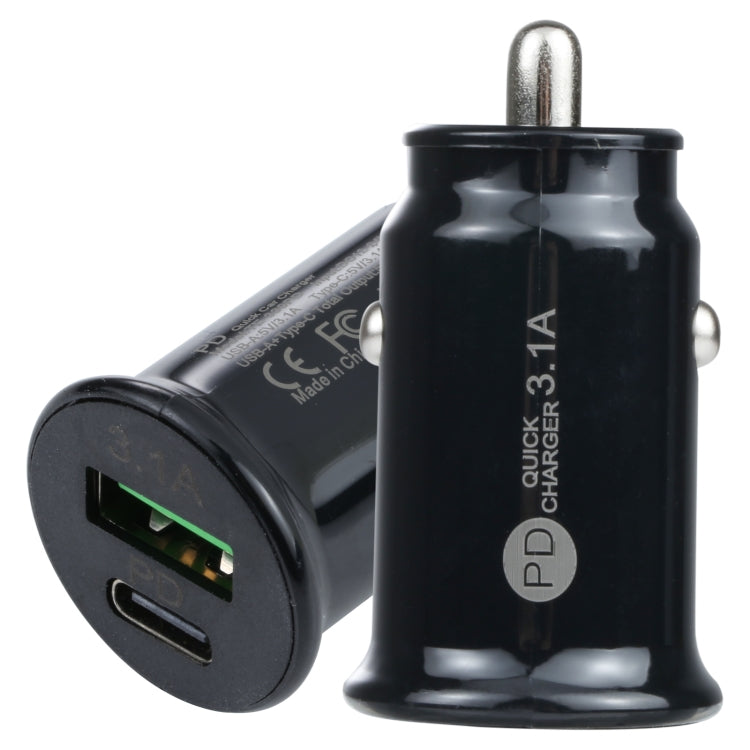 TE-339PD 3.1A PD USB-C / Type-C + interfaccia USB Mini caricabatteria da auto a ricarica rapida