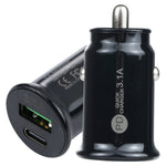TE-339PD 3.1A PD USB-C / Type-C + interfaccia USB Mini caricabatteria da auto a ricarica rapida