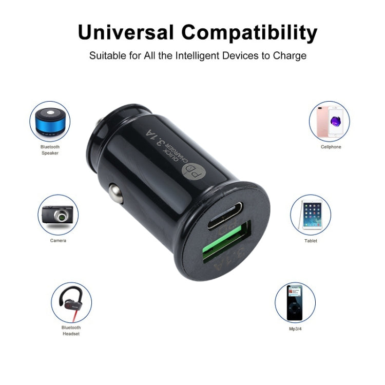TE-339PD 3.1A PD USB-C / Type-C + interfaccia USB Mini caricabatteria da auto a ricarica rapida