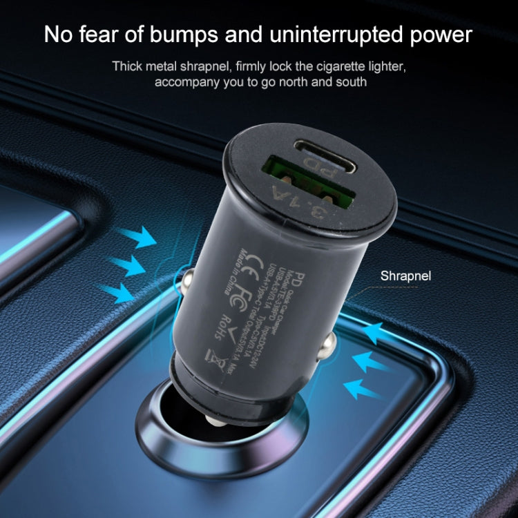 TE-339PD 3.1A PD USB-C / Type-C + interfaccia USB Mini caricabatteria da auto a ricarica rapida