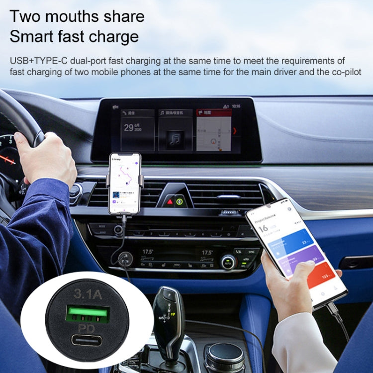 TE-339PD 3.1A PD USB-C / Type-C + interfaccia USB Mini caricabatteria da auto a ricarica rapida