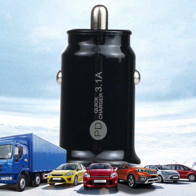 TE-339PD 3.1A PD USB-C / Type-C + interfaccia USB Mini caricabatteria da auto a ricarica rapida