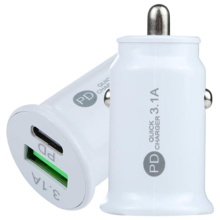 TE-339PD 3.1A PD USB-C / Type-C + interfaccia USB Mini caricabatteria da auto a ricarica rapida