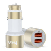 Caricatore per auto IVON CC33 36W 6A doppio QC 3.0 USB completamente in metallo, CC33