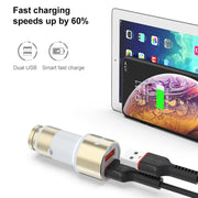 Caricatore per auto IVON CC33 36W 6A doppio QC 3.0 USB completamente in metallo, CC33