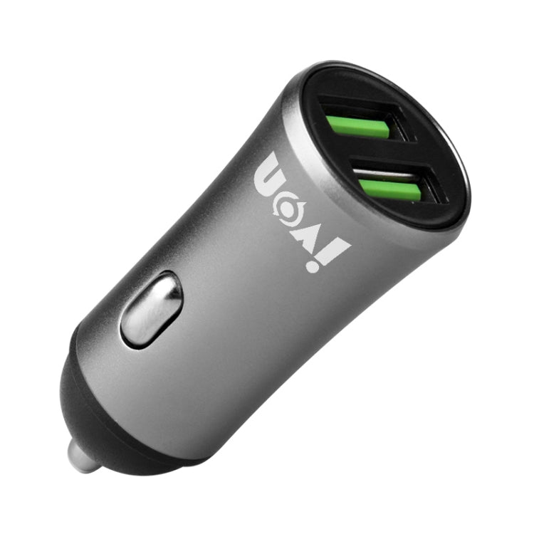 Mini caricabatteria da auto IVON CC26 5V 2.1A con doppia porta USB, CC26 Black, CC26 Grey