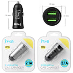 Mini caricabatteria da auto IVON CC26 5V 2.1A con doppia porta USB, CC26 Black, CC26 Grey