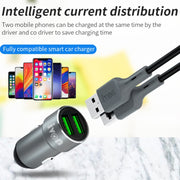 IVON CC38 Caricatore per auto doppio USB 2.4A + set di cavi dati per ricarica rapida da USB a 8 pin da 1 m, 8 Pin