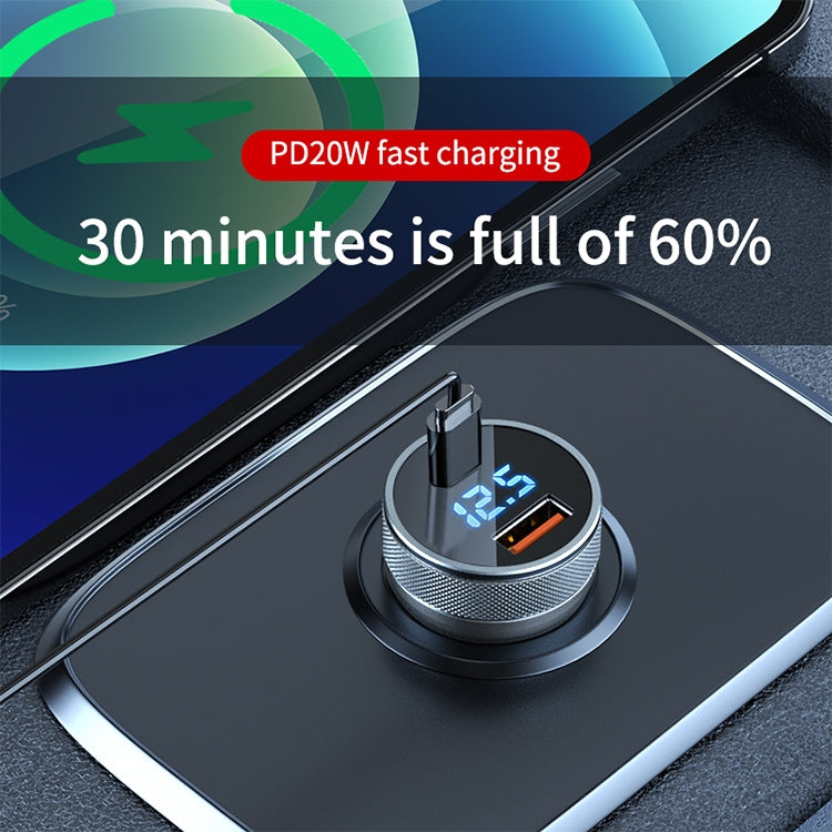 Caricabatteria da auto USB-C 20W con display digitale