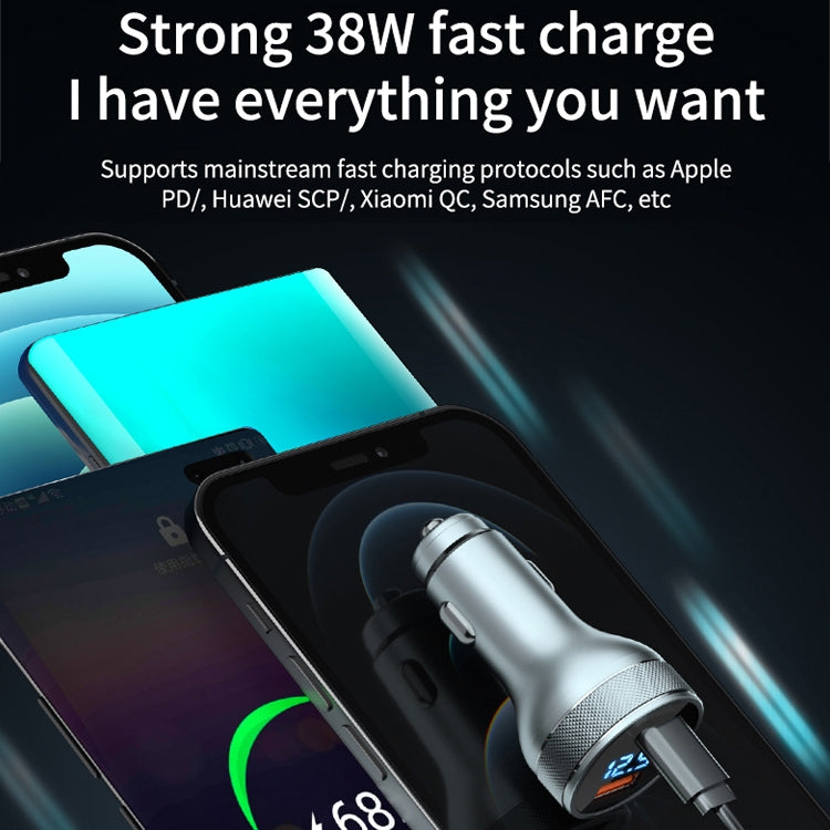 Caricabatteria da auto USB-C 20W con display digitale