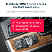 Manopola del pulsante dell'interruttore dei fari dell'auto per BMW Serie 5 2010-2017, guida a sinistra, Headlight Switch (Black), Headlight Switch (Red)