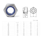 Kit dadi di bloccaggio con inserto in nylon da 60 pezzi per auto in acciaio inossidabile 304 M3-M10, 60 PCS