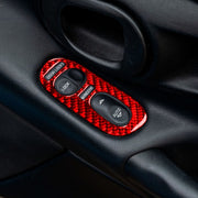 Set di adesivi per sedili con memoria per pannello di controllo della porta in fibra di carbonio 2 in 1 per Chevrolet Corvette C5 1998-2004, guida a sinistra, Door Control Panel Sticker A