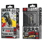 Caricabatteria da auto USB + Type-C WK WP-C41 serie Vanguard da 30 W, WP-C41