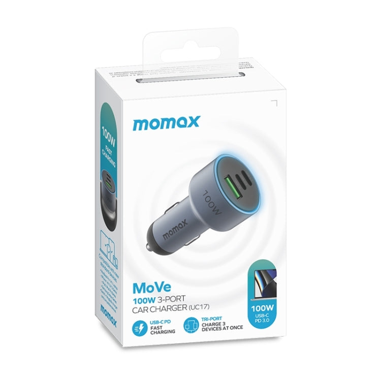 Caricatore auto MOMAX USB-C 100W a 3 porte