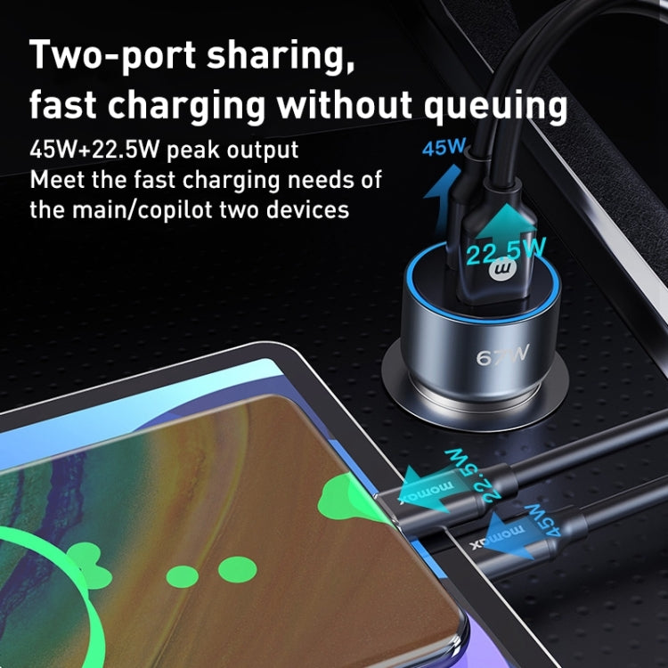 Caricatore auto MOMAX 67W USB-C + USB-A doppia porta