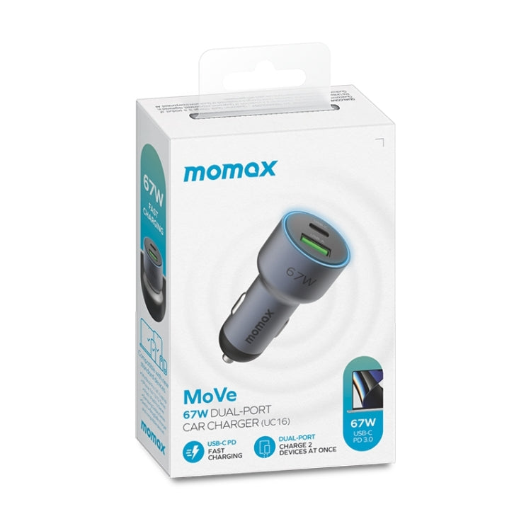Caricatore auto MOMAX 67W USB-C + USB-A doppia porta