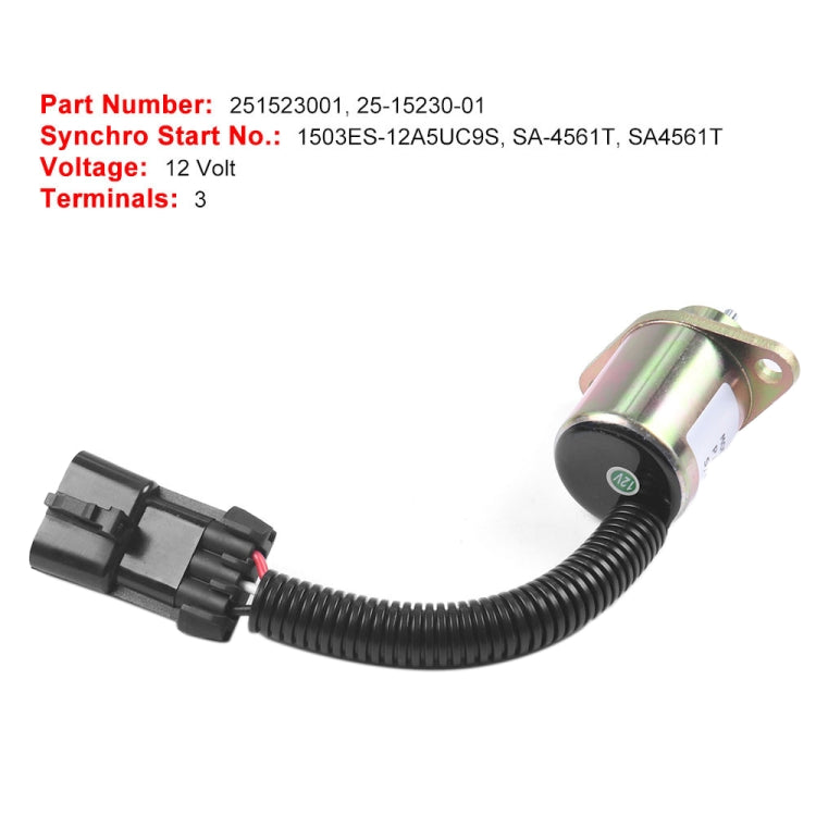 Elettrovalvola di arresto carburante per escavatore per Kubota V1505 R90 1503ES-12A5UC9S, For Kubota V1505