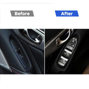 Adesivo decorativo per pannello alzacristalli in fibra di carbonio per auto da 4 pezzi per Infiniti Q50, guida a sinistra, Window Lift Panel (A)