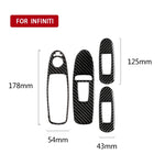 Adesivo decorativo per pannello alzacristalli in fibra di carbonio per auto da 4 pezzi per Infiniti Q50, guida a sinistra, Window Lift Panel (B)