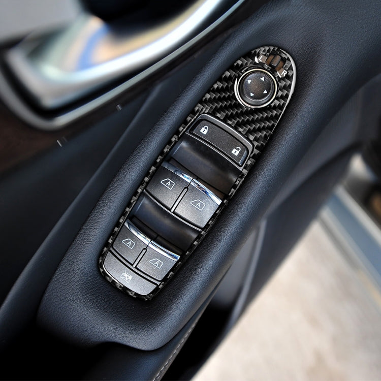 Adesivo decorativo per pannello alzacristalli in fibra di carbonio per auto da 4 pezzi per Infiniti Q50, guida a sinistra, Window Lift Panel (B)
