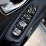 Adesivo decorativo per pannello alzacristalli in fibra di carbonio per auto da 4 pezzi per Infiniti Q50, guida a sinistra, Window Lift Panel (B)