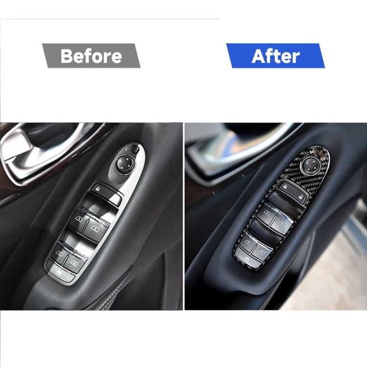 Adesivo decorativo per pannello alzacristalli in fibra di carbonio per auto da 4 pezzi per Infiniti Q50, guida a sinistra, Window Lift Panel (B)
