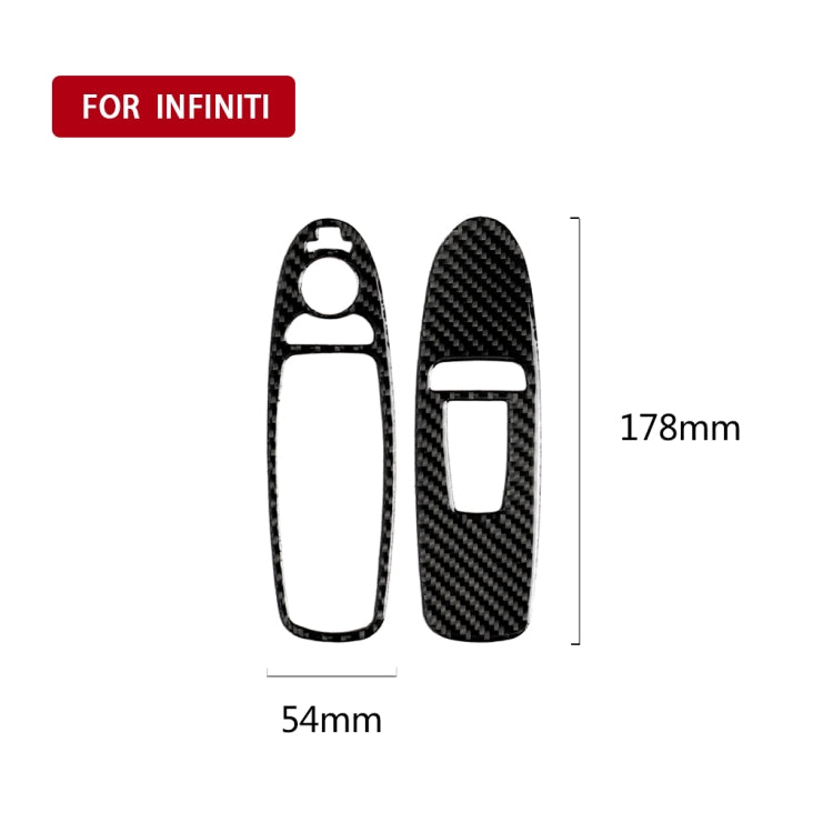 Adesivo decorativo per pannello alzacristalli in fibra di carbonio per auto da 2 pezzi per Infiniti Q60, guida a sinistra, Window Lift Panel (2 PCS)