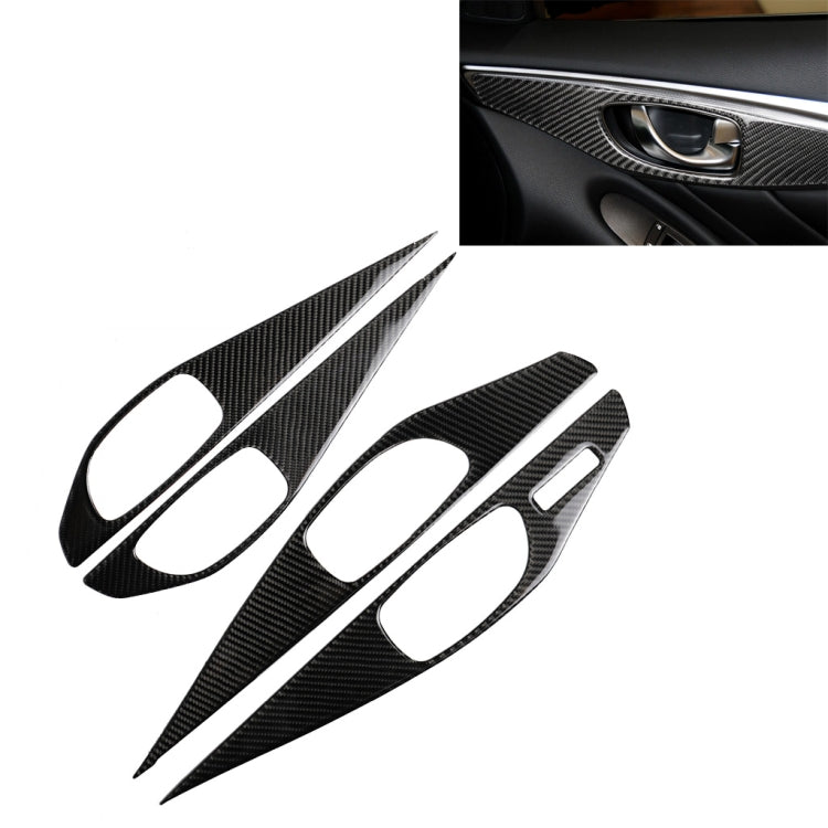 Adesivo decorativo per pannello maniglia interna porta in fibra di carbonio da 4 pezzi per Infiniti Q50, guida a sinistra, Door Inner Handle Panel (A)