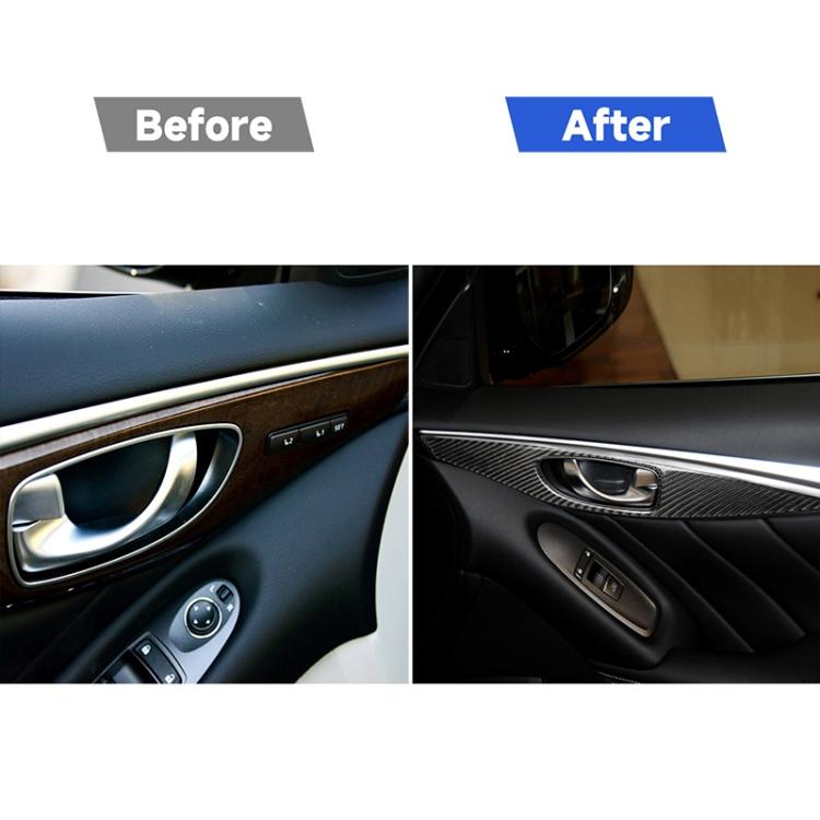 Adesivo decorativo per pannello maniglia interna porta in fibra di carbonio da 4 pezzi per Infiniti Q50, guida a sinistra, Door Inner Handle Panel (A)