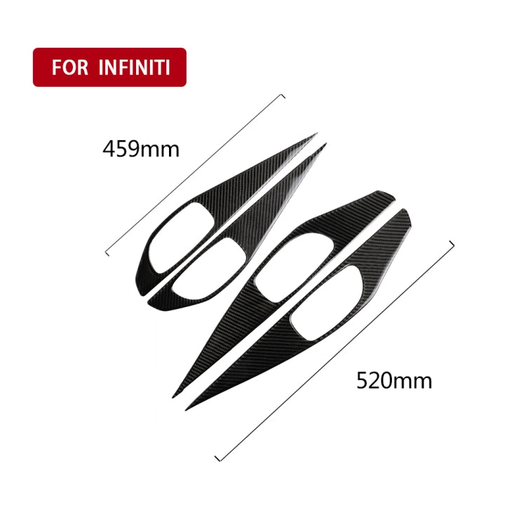 Adesivo decorativo per pannello maniglia interna porta in fibra di carbonio da 4 pezzi per Infiniti Q50, Door Inner Handle Panel (B)