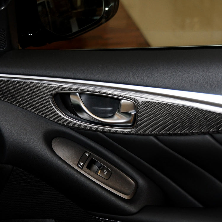 Adesivo decorativo per pannello maniglia interna porta in fibra di carbonio da 4 pezzi per Infiniti Q50, Door Inner Handle Panel (B)