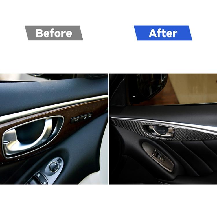 Adesivo decorativo per pannello maniglia interna porta in fibra di carbonio da 4 pezzi per Infiniti Q50, Door Inner Handle Panel (B)