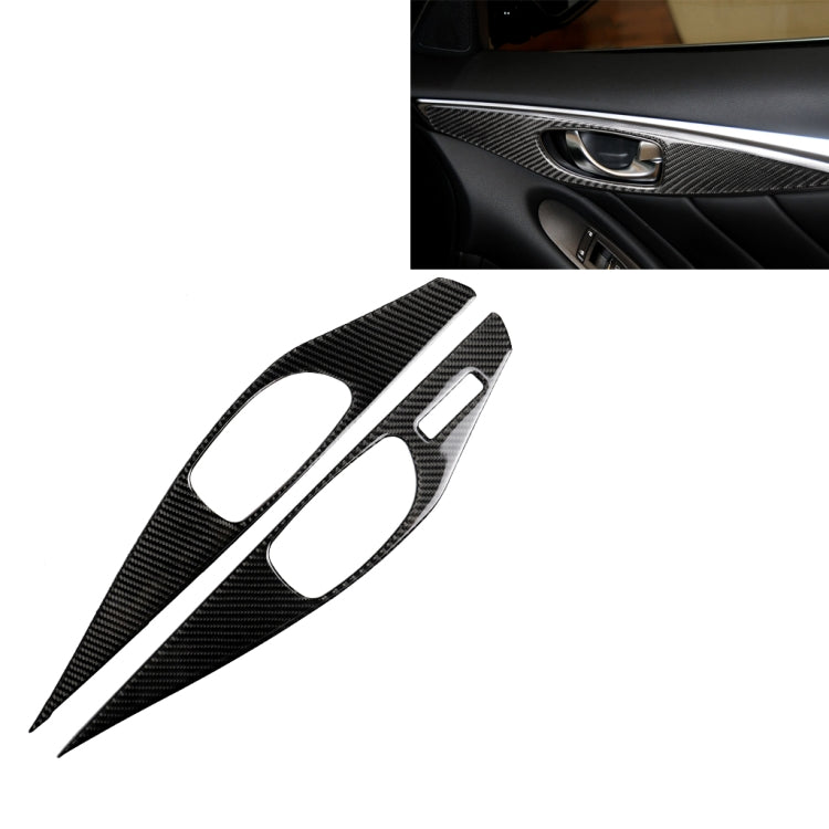 Adesivo decorativo per pannello maniglia interna porta in fibra di carbonio da 2 pezzi per Infiniti Q60, guida a sinistra, Door Inner Handle Panel
