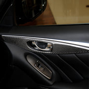 Adesivo decorativo per pannello maniglia interna porta in fibra di carbonio da 2 pezzi per Infiniti Q60, guida a sinistra, Door Inner Handle Panel