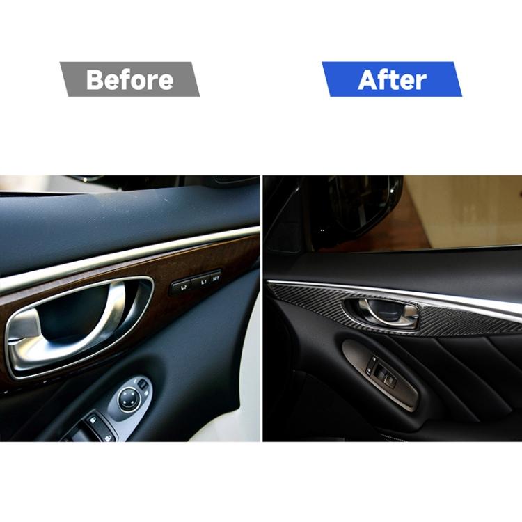 Adesivo decorativo per pannello maniglia interna porta in fibra di carbonio da 2 pezzi per Infiniti Q60, guida a sinistra, Door Inner Handle Panel
