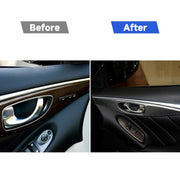 Adesivo decorativo per pannello maniglia interna porta in fibra di carbonio da 2 pezzi per Infiniti Q60, guida a sinistra, Door Inner Handle Panel