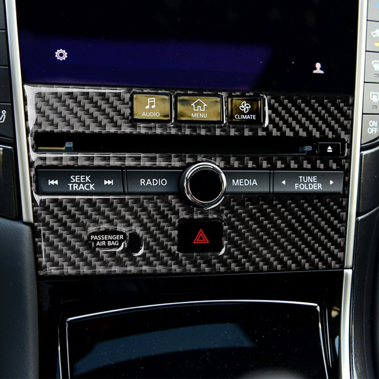 Adesivo decorativo per pannello console CD in fibra di carbonio per auto per Infiniti Q50 / Q60, CD Console Panel  (B)