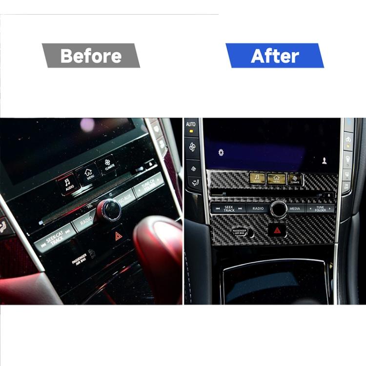 Adesivo decorativo per pannello console CD in fibra di carbonio per auto per Infiniti Q50 / Q60, CD Console Panel  (B)